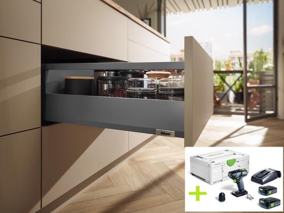 K-BLUM set Merivobox 500mm/40kg Orion šedá OG-M vrut + FESTOOL TXS 12 2,5 Plus