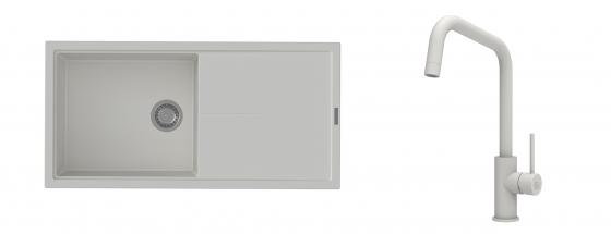 K-StrongSinks S3 Set dřez Labe 1000x500mm granit bílá + Baterie Arda bílá