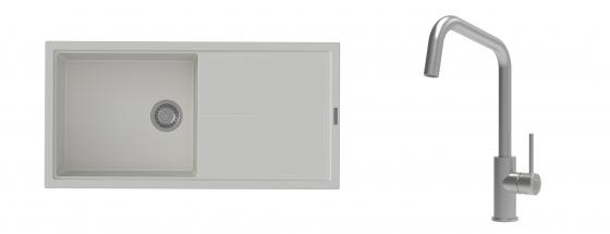 K-StrongSinks S3 Set dřez Labe 1000x500mm granit bílá + Baterie Arda nerez