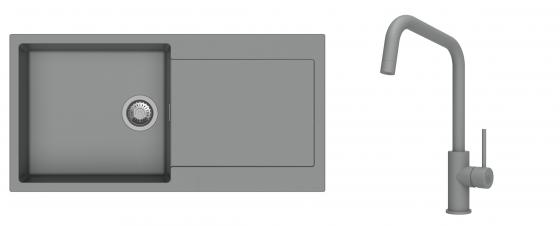 K-StrongSinks S3 Set dřez Zala 1000x500mm granit šedá + Baterie Arda šedá