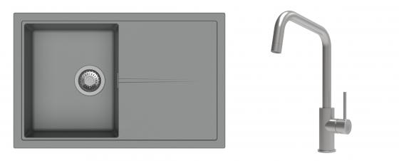 K-StrongSinks S3 Set dřez Labe 780x500mm granit šedá + Baterie Arda nerez