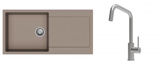 K-StrongSinks S3 Set dřez Zala 1000x500mm granit béžová + Baterie Arda nerez