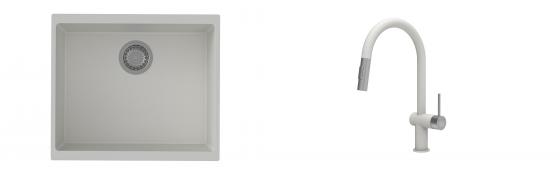 K-StrongSinks S3 Set dřez Hron 530x460mm granit bílá + Baterie Neris bílá