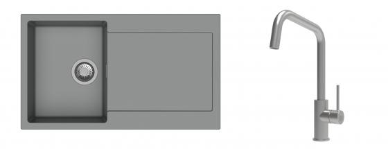 K-StrongSinks S3 Set dřez Zala 860x500mm granit šedá + Baterie Arda nerez
