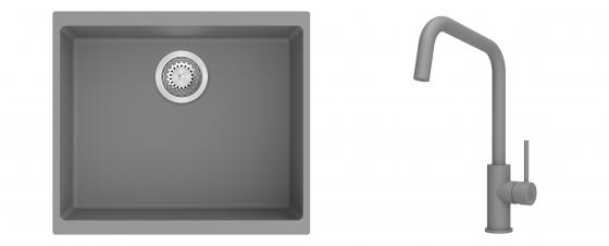 K-StrongSinks S3 Set dřez Hron 530x460mm granit šedá + Baterie Arda šedá