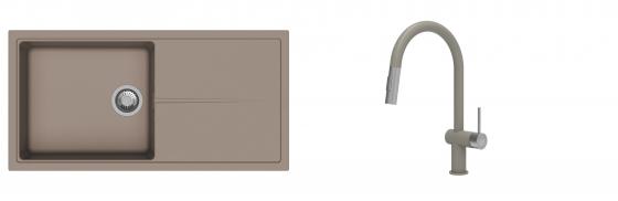 K-StrongSinks S3 Set dřez Labe 1000x500mm granit béžová + Baterie Neris béžová