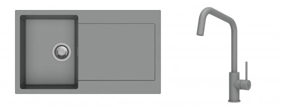 K-StrongSinks S3 Set dřez Zala 860x500mm granit šedá + Baterie Arda šedá