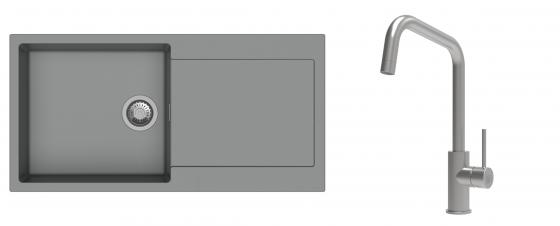 K-StrongSinks S3 Set dřez Zala 1000x500mm granit šedá + Baterie Arda nerez