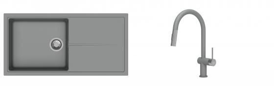 K-StrongSinks S3 Set dřez Labe 1000x500mm granit šedá + Baterie Neris šedá