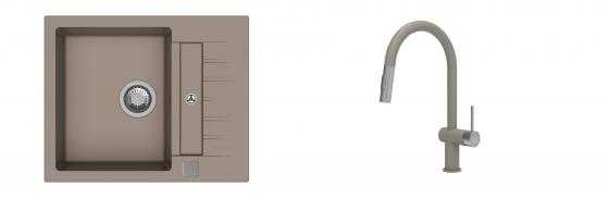 K-StrongSinks S3 Set dřez Vardar 615x500mm granit béžová + Baterie Neris béžová