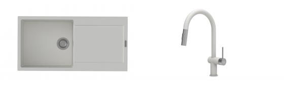 K-StrongSinks S3 Set dřez Zala 1000x500mm granit bílá + Baterie Neris bílá