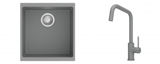 K-StrongSinks S3 Set dřez Hron 430x460mm granit šedá + Baterie Arda šedá