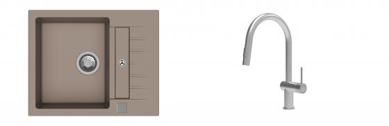 K-StrongSinks S3 Set dřez Vardar 615x500mm granit béžová + Baterie Neris nerez