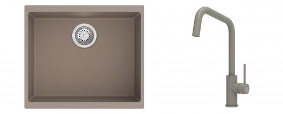 K-StrongSinks S3 Set dřez Hron 530x460mm granit béžová + Baterie Arda béžová