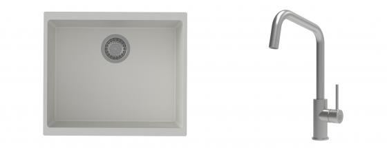 K-StrongSinks S3 Set dřez Hron 530x460mm granit bílá + Baterie Arda nerez