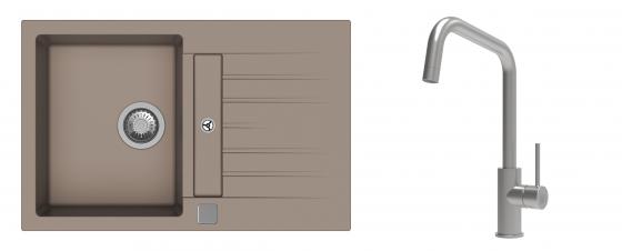 K-StrongSinks S3 Set dřez Vardar 780x500mm granit béžová + Baterie Arda nerez