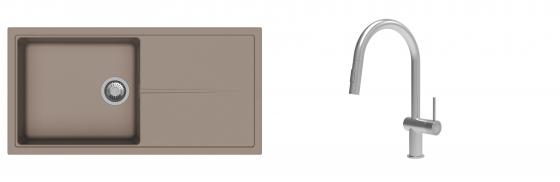 K-StrongSinks S3 Set dřez Labe 1000x500mm granit béžová + Baterie Neris nerez