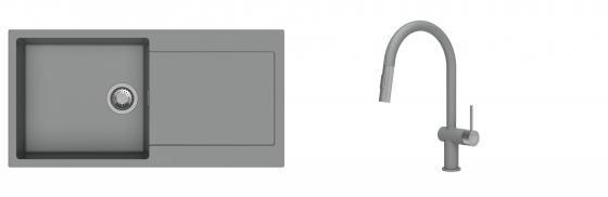 K-StrongSinks S3 Set dřez Zala 1000x500mm granit šedá + Baterie Neris šedá