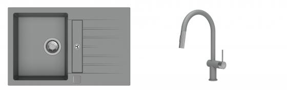 K-StrongSinks S3 Set dřez Vardar 780x500mm granit šedá + Baterie Neris šedá