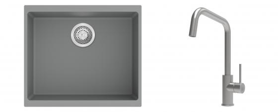 K-StrongSinks S3 Set dřez Hron 530x460mm granit šedá + Baterie Arda nerez