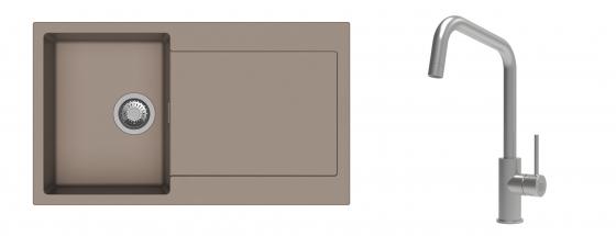K-StrongSinks S3 Set dřez Zala 860x500mm granit béžová + Baterie Arda nerez