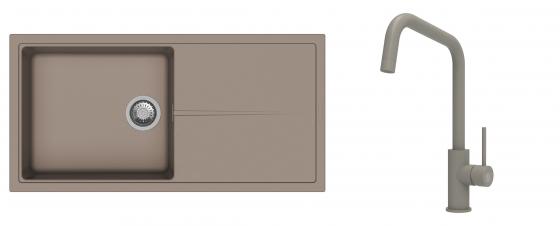 K-StrongSinks S3 Set dřez Labe 1000x500mm granit béžová + Baterie Arda béžová