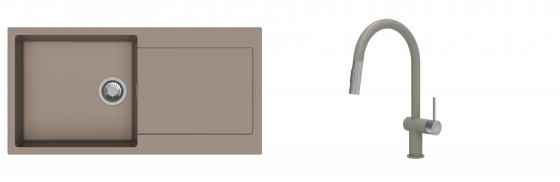 K-StrongSinks S3 Set dřez Zala 1000x500mm granit béžová + Baterie Neris béžová