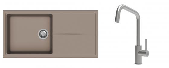 K-StrongSinks S3 Set dřez Labe 1000x500mm granit béžová + Baterie Arda nerez