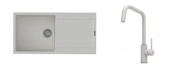 K-StrongSinks S3 Set dřez Zala 1000x500mm granit bílá + Baterie Arda bílá