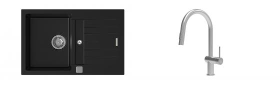 K-StrongSinks S3 Set dřez Vardar 780x500mm granit černá + Baterie Neris nerez
