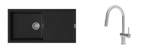 K-StrongSinks S3 Set dřez Labe 1000x500mm granit černá + Baterie Neris celonerez