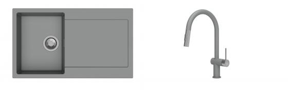 K-StrongSinks S3 Set dřez Zala 860x500mm granit šedá + Baterie Neris šedá