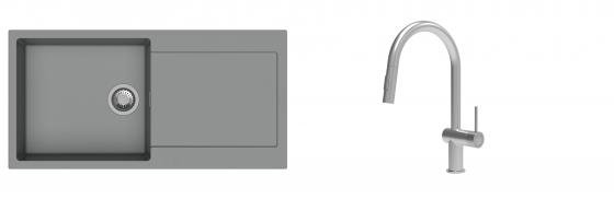 K-StrongSinks S3 Set dřez Zala 1000x500mm granit šedá + Baterie Neris celonerez