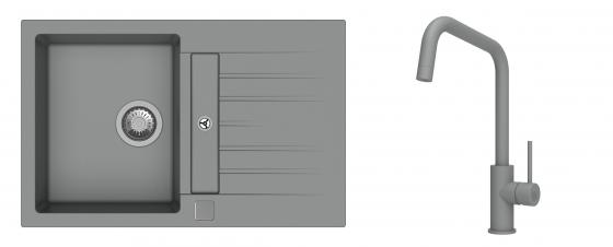 K-StrongSinks S3 Set dřez Vardar 780x500mm granit šedá + Baterie Arda šedá