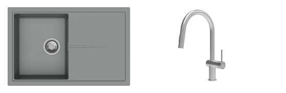 K-StrongSinks S3 Set dřez Labe 780x500mm granit šedá + Baterie Neris celonerez