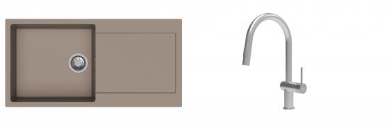 K-StrongSinks S3 Set dřez Zala 1000x500mm granit béžová + Baterie Neris nerez