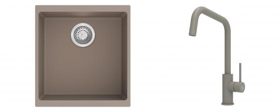 K-StrongSinks S3 Set dřez Hron 430x460mm granit béžová + Baterie Arda béžová