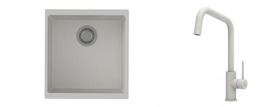 K-StrongSinks S3 Set dřez Hron 430x460mm granit bílá + Baterie Arda bílá