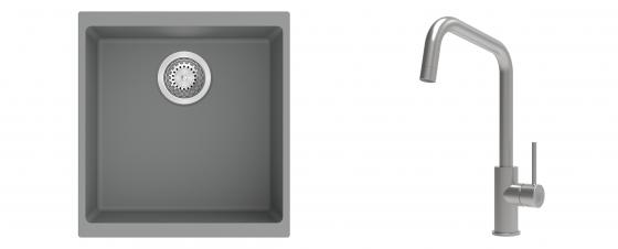 K-StrongSinks S3 Set dřez Hron 430x460mm granit šedá + Baterie Arda nerez