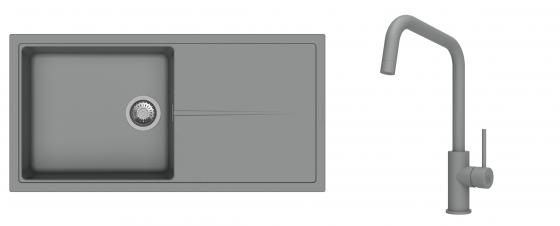 K-StrongSinks S3 Set dřez Labe 1000x500mm granit šedá + Baterie Arda šedá