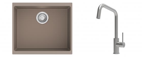 K-StrongSinks S3 Set dřez Hron 530x460mm granit béžová + Baterie Arda nerez
