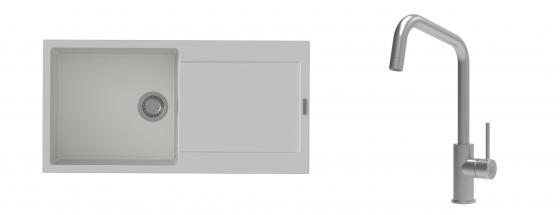K-StrongSinks S3 Set dřez Zala 1000x500mm granit bílá + Baterie Arda nerez