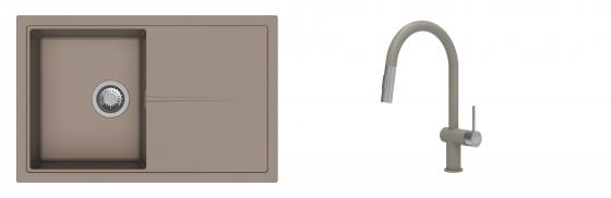 K-StrongSinks S3 Set dřez Labe 780x500mm granit béžová + Baterie Neris béžová