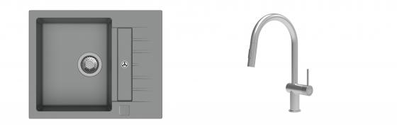 K-StrongSinks S3 Set dřez Vardar 615x500mm granit šedá + Baterie Neris celonerez