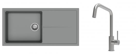 K-StrongSinks S3 Set dřez Labe 1000x500mm granit šedá + Baterie Arda nerez
