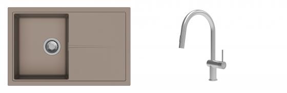 K-StrongSinks S3 Set dřez Labe 780x500mm granit béžová + Baterie Neris celonerez