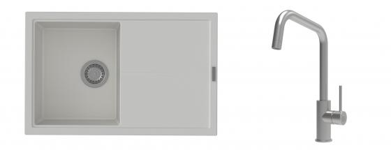 K-StrongSinks S3 Set dřez Labe 780x500mm granit bílá + Baterie Arda nerez