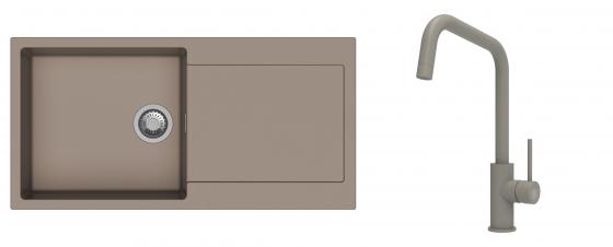 K-StrongSinks S3 Set dřez Zala 1000x500mm granit béžová + Baterie Arda béžová