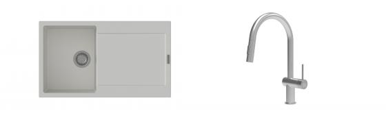 K-StrongSinks S3 Set dřez Zala 860x500mm granit bílá + Baterie Neris celonerez
