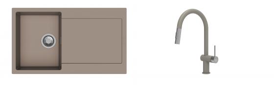 K-StrongSinks S3 Set dřez Zala 860x500mm granit béžová + Baterie Neris béžová